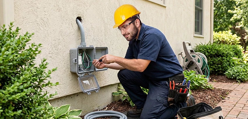 Outdoor Outlet Installation on Vinyl Siding in Pea Ridge